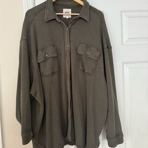 Aerie Olive Green Waffle Knit Hoodie